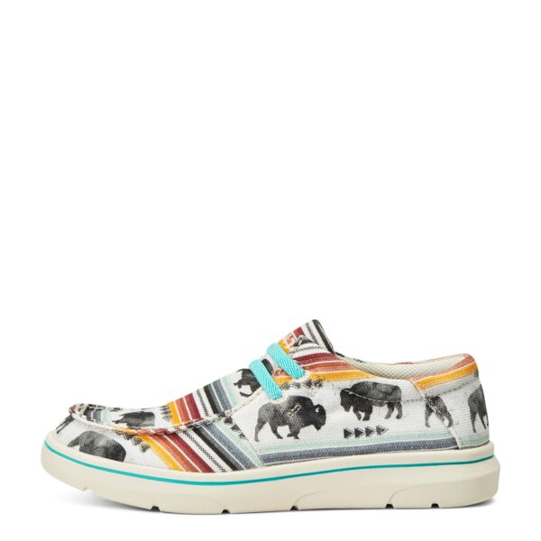 A pair of shoes with an animal design on them.
