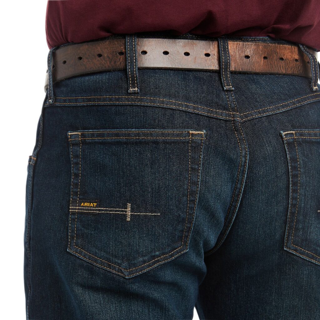 A close up of the back pocket on a pair of jeans